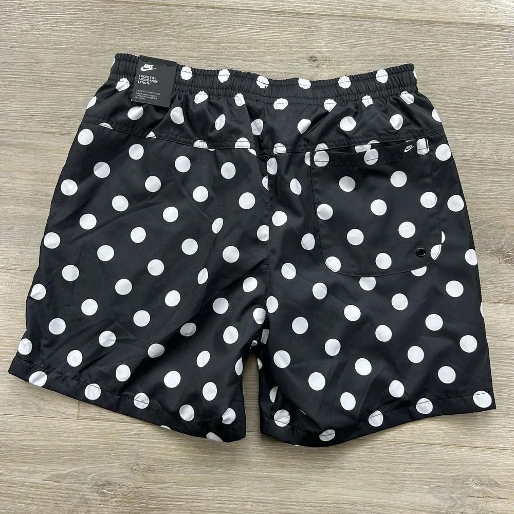 NWT NIKE Sportswear Medium JDI Do It White Polka Dot Woven 6